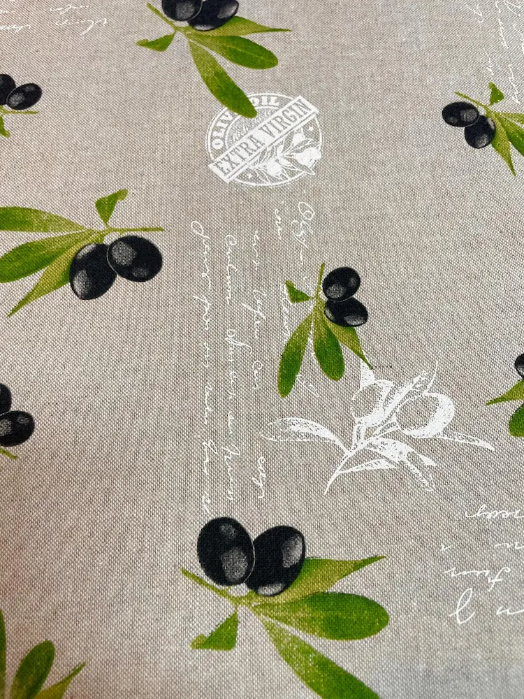 Canvas Deko Stoff "Toscana Flair" mit Oliven (Landhaus Stil)